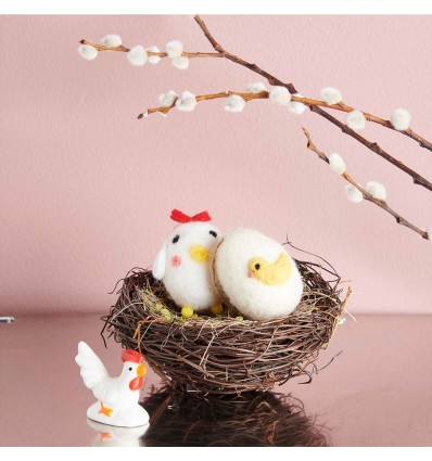 Coq blanc en céramique - Rico Design