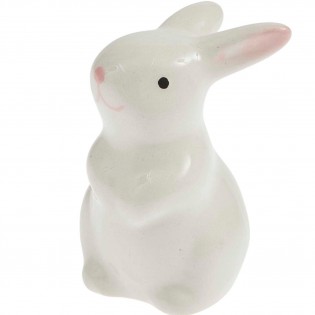 Lapin blanc en céramique oreilles levées - Rico Design