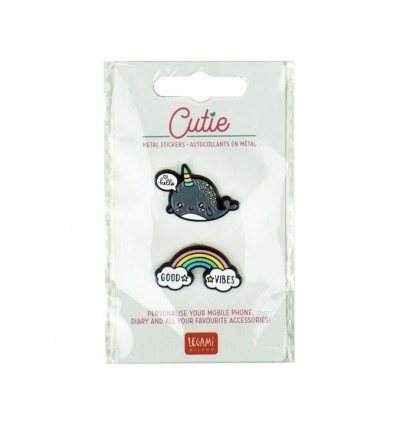 Set de 2 autocollants en métal Baleine / Arc-en-ciel - Legami