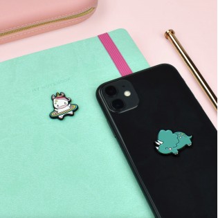 Set de 2 autocollants en métal Licorne / Dinosaure - Legami 2