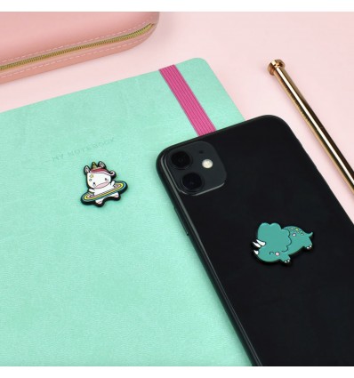 Set de 2 autocollants en métal Licorne / Dinosaure - Legami