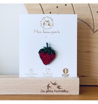 Pin's Fraise à paillettes - Les Petites Hirondelles