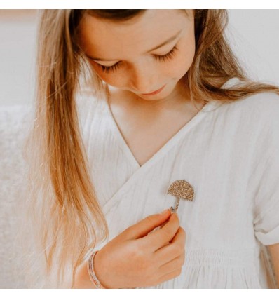 Pin's Parapluie doré à paillettes - Les Petites Hirondelles