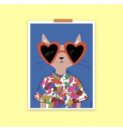 Affiche Cat Hipster - Mariisore