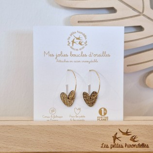 Créoles coeurs dorés - Les Petites Hirondelles