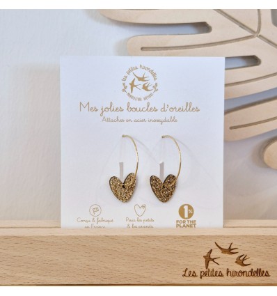 Créoles coeurs dorés - Les Petites Hirondelles