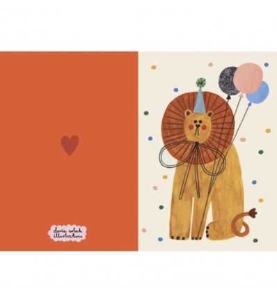 Carte Lion en fête - Daria Solak Illustrations