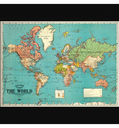 Carte du monde vintage bleu - Cavallini & Co
