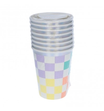 8 gobelets en carton à damier