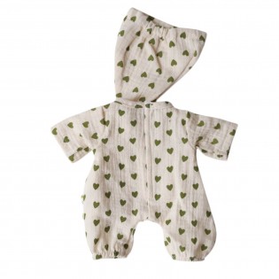 Pyjama pour poupée coeur vert 2