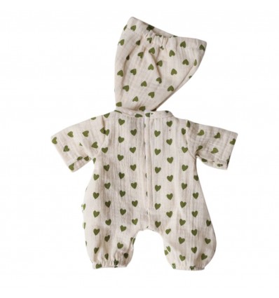 Pyjama pour poupée coeur vert