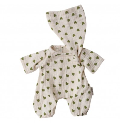 Pyjama pour poupée coeur vert