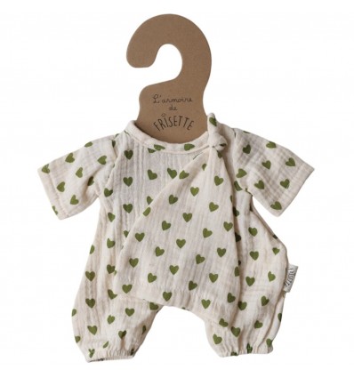 Pyjama pour poupée coeur vert