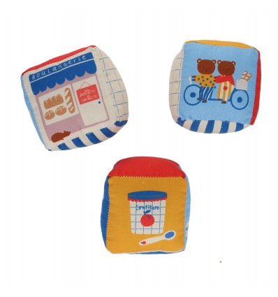 Set de 3 cubes en tissu
