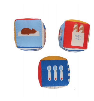 Set de 3 cubes en tissu