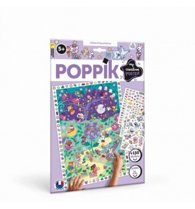 Poster créatif Fées 150 stickers - Poppik