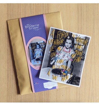 Kit broderie sur papier "T'as l'air d'une tarte"