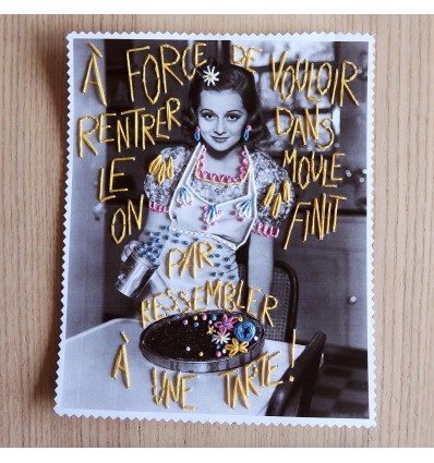 Kit broderie sur papier "T'as l'air d'une tarte"