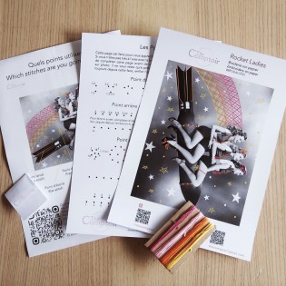 Kit broderie sur papier "Rocket ladies" 2