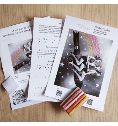 Kit broderie sur papier "Rocket ladies"
