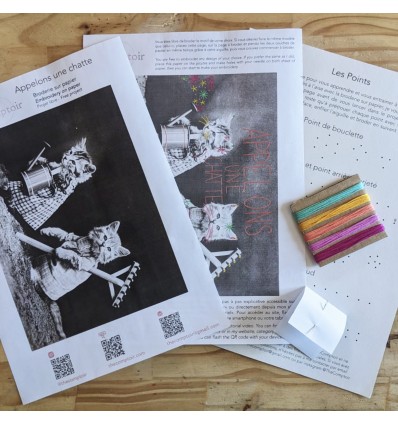 Kit broderie sur papier "Appelons une chatte"