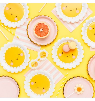 6 assiettes en carton soleil - Party Deco