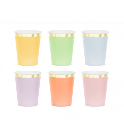 6 gobelets en carton multicolores - Party Deco