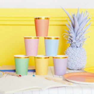 6 gobelets en carton multicolores - Party Deco