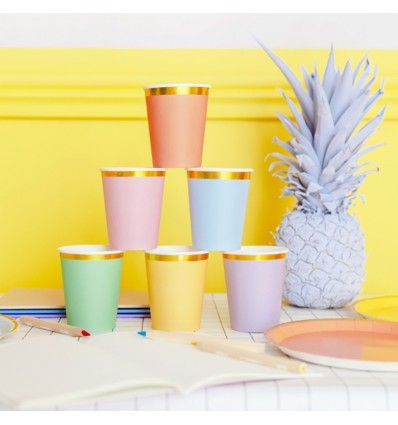 6 gobelets en carton multicolores - Party Deco