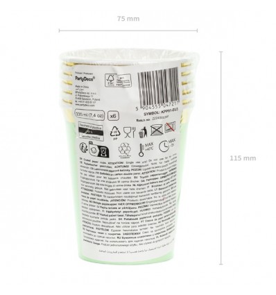 6 gobelets en carton multicolores - Party Deco