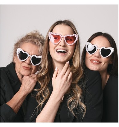 Lunettes coeurs et perles - Party Deco