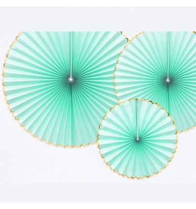 Set de 3 rosaces turquoises - Party Deco