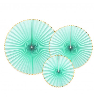 Set de 3 rosaces turquoises - Party Deco