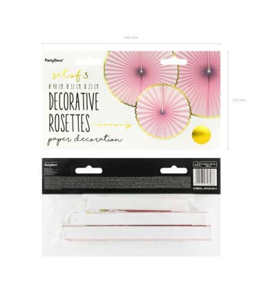 Set de 3 rosaces roses - Party Deco