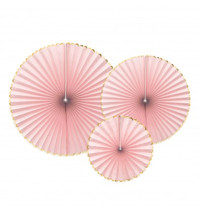 Set de 3 rosaces roses - Party Deco