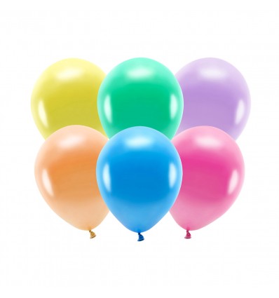 10 ballons multicolores biodégradables - Party Deco
