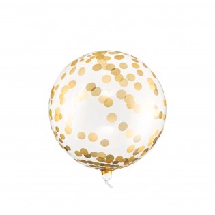 Ballon transparent pois dorés - Party Deco