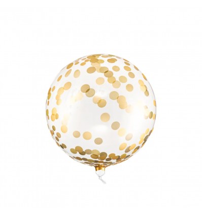 Ballon transparent pois dorés - Party Deco