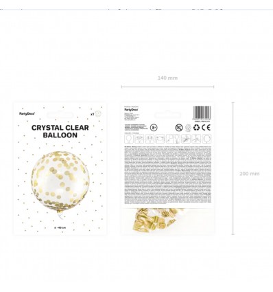Ballon transparent pois dorés - Party Deco