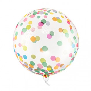Ballon transparent pois multicolores - Party Deco 2