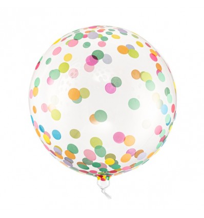 Ballon transparent pois multicolores - Party Deco