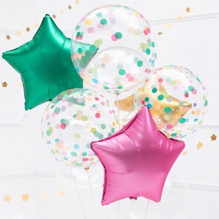 Ballon transparent pois multicolores - Party Deco