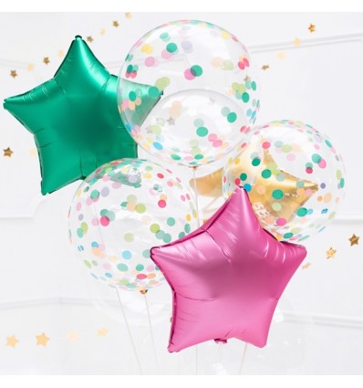 Ballon transparent pois multicolores - Party Deco