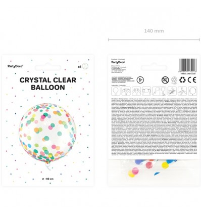 Ballon transparent pois multicolores - Party Deco