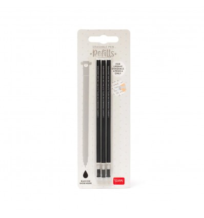 Set de 3 recharges pour stylo effaçable Noir - Legami