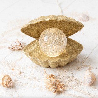 Lampe coquillage dorée à paillettes