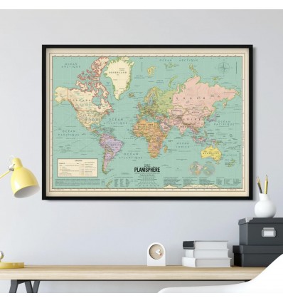 Carte du monde 2020 style vintage - Pappus Editions