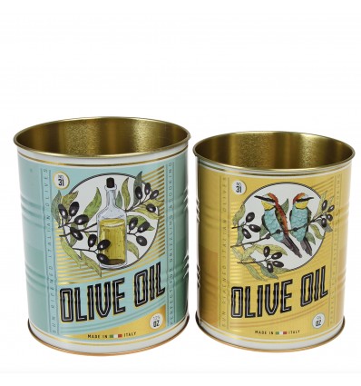 Set de 2 pots en métal Huiles d'olives - Rex