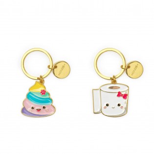 Porte-clé émaillé papier toilette et caca arc-en-ciel - Legami