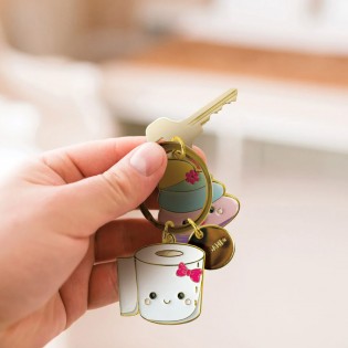 Porte-clé émaillé papier toilette et caca arc-en-ciel - Legami 2